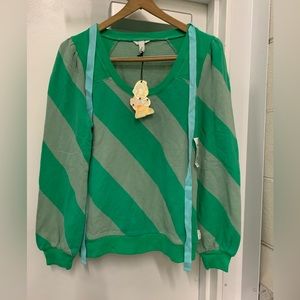 KID ROBOT Green Striped Women's Sweater